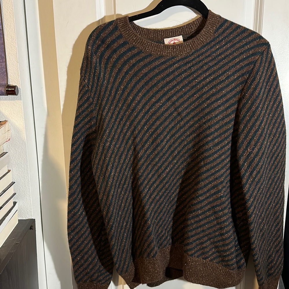 BROOKS BROTHERS red fleece vintage brown green striped size large